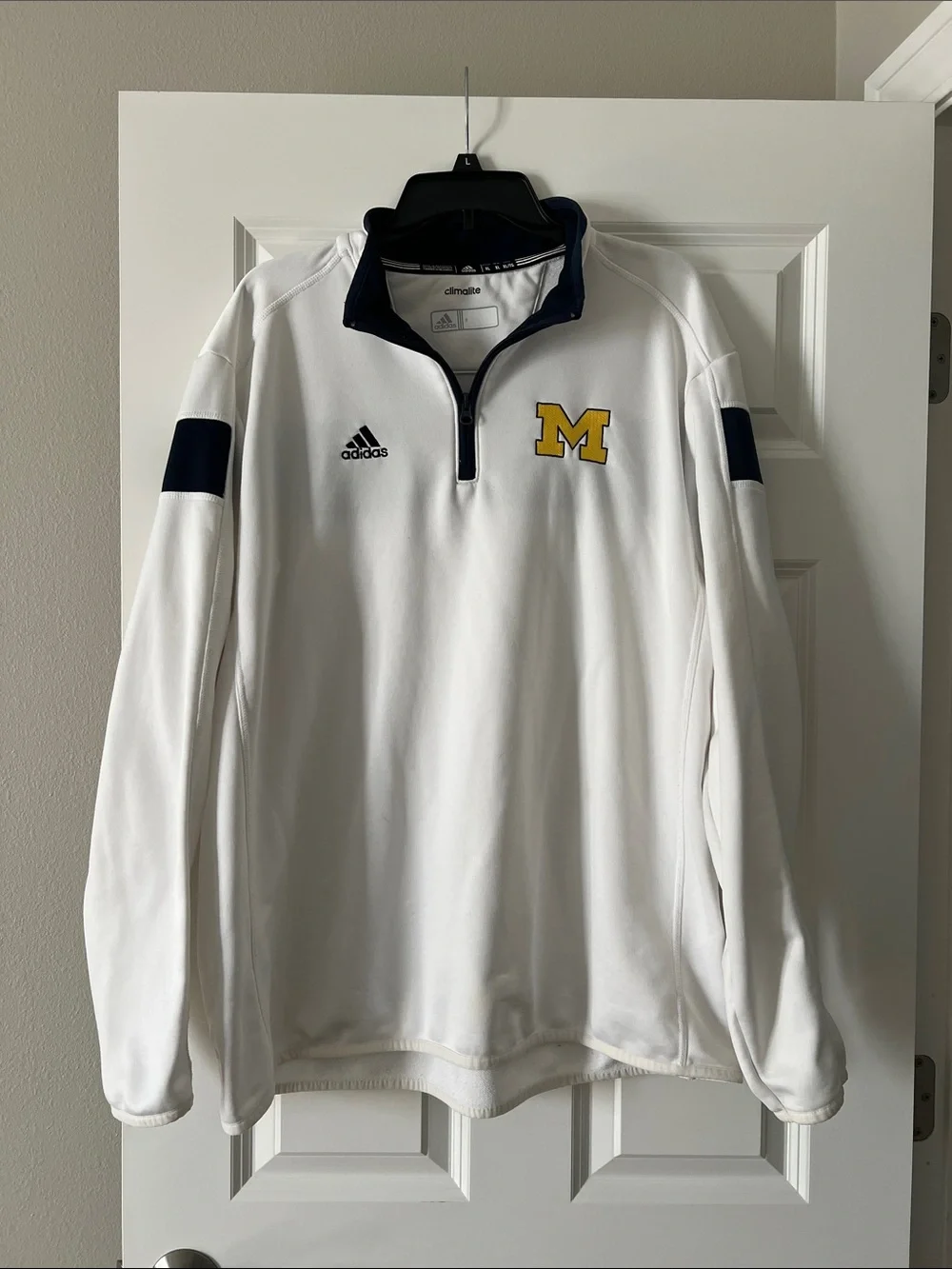 adidas White & Navy Michigan 1/4-Zip Pullover